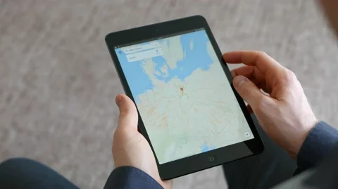 4K Google Maps on iPad Mini Stock Footage 46811384