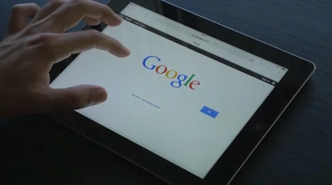 4K Google Searching Tablet iPad Device Video stock 42949381