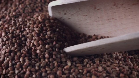 4K Grains Background, Scoop Taking Buckwheat Stock Footage 77811240