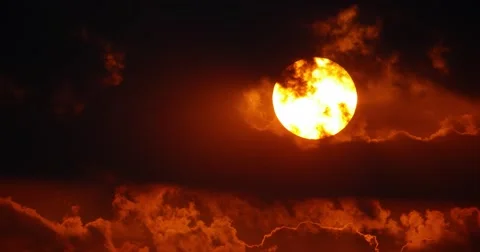 4K - Great sunset through clouds Stock Footage 54649465