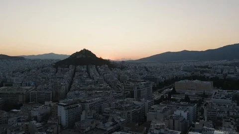 4k Greece Athens Drone Mount Lycabettus Sunrise Background Parliament Building Stock Footage 118529183