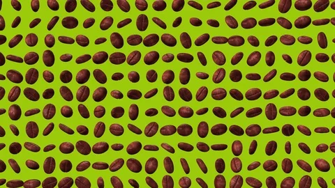 4k Green Background with coffee beans Stock Footage 113494384