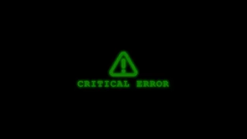 4K green critical error text, flicker warning icon, black background Stock Footage 332150413