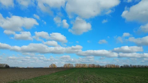 4k green field and cloudy sky. timelapse. Video stock 97920309