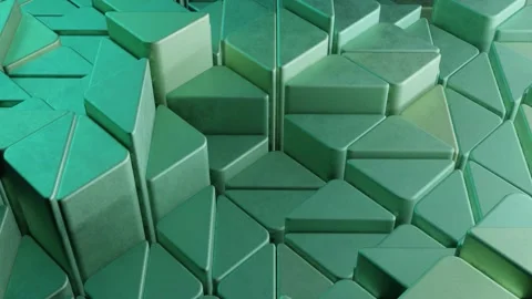 4K Green Geometric Abstract Animation Seamless Loop Flowing Shifting Prisms.. Stock Footage 339366017