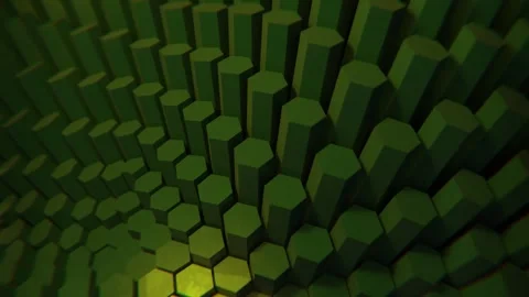 4K Green Hexagonal Prisms Rippling Undulating Field Seamless Loop Abstract .. Stock Footage 333785319