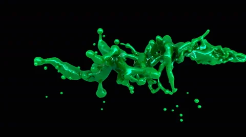 4k green paint splash in slow motion isolated on black with alpha Stock Footage 49430116