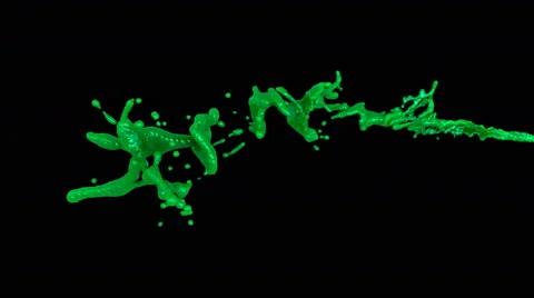 4k green paint splash in slow motion isolated on black with alpha Stock Footage 49430533