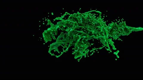 4k green paint splash in slow motion isolated on black with alpha Stock Footage 49430648