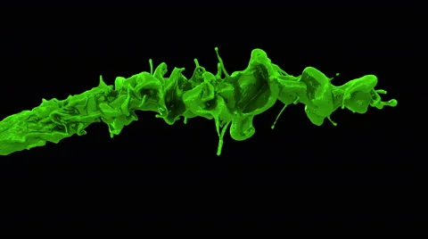 4k green paint splash in slow motion isolated on black with alpha Stock Footage 54249496