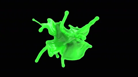 4k green paint splash in slow motion isolated on black with alpha Stock Footage 54259242