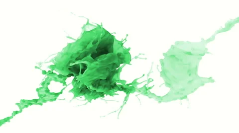 4k green paint throws colliding in slow motion Stock Footage 59918707