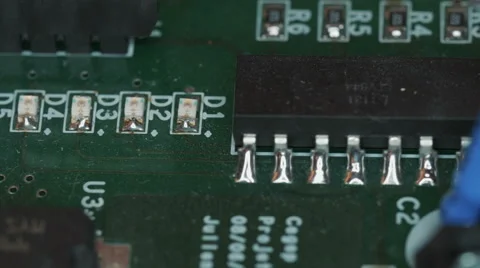 4k - Green PCB electronic macro Video stock 48765285