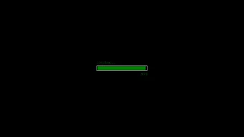 4K green progress bar 0–100%, black background Stockbeeldmateriaal 332150418