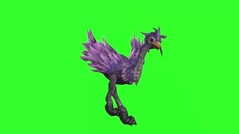 4K Green Screen 3D Mythical Bird Walking, Running, and Performing Playful Mo Stock Footage 282734476