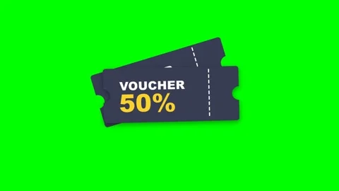 4K Green Screen 50 Percent Off Voucher Coupon 3D Animation Stock Footage 332841809