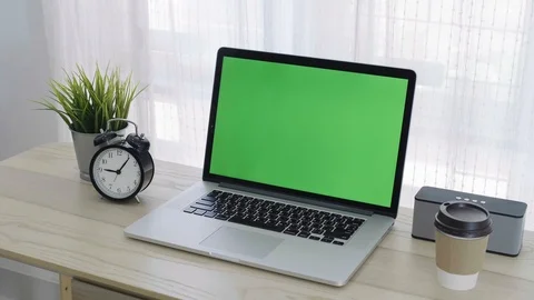 4K Green screen of laptop computer set o... | Stock Video | Pond5