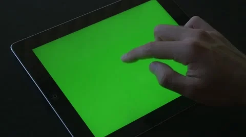4K Green screen Tablet Gestures iPad - Darkness Stock Footage