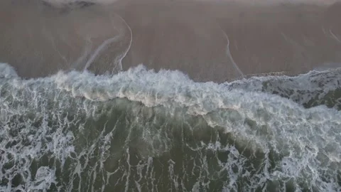 4K Green Winter Waves on White Sand in Panama City Beach, FL Video stock 233852242