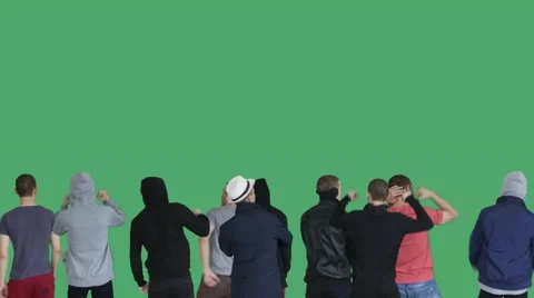 4k group guys protest green screen Stock Footage 45695050
