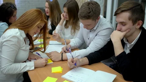 4K Group of students in class together, listening to the teacher. Stock Footage 85041219
