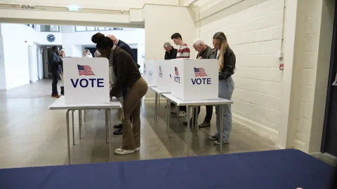 4K: Group of Voters voting at Polling Place for the USA Presidential Election. 動画素材 275335117