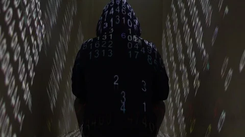 4K Hacker Back Flow of Numbers Code Vídeo Stock 93146643