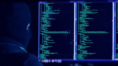 4K Hacker with mask breaking code. Stock Footage 71929022
