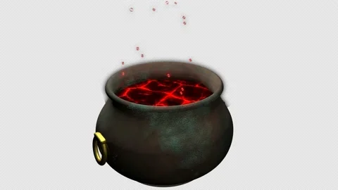 4K Halloween and wizardry concepts. Bubbling cauldron with boiling red potion. Stock Footage 158501210