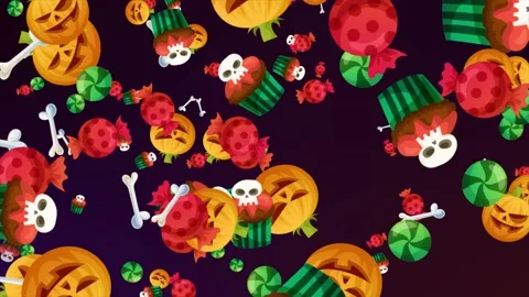 4K Halloween Icons, Animation Loop.  Video stock 218478706