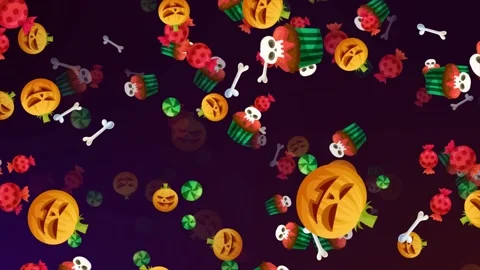 4K Halloween Icons, Animation Loop.  스톡 동영상 218478708