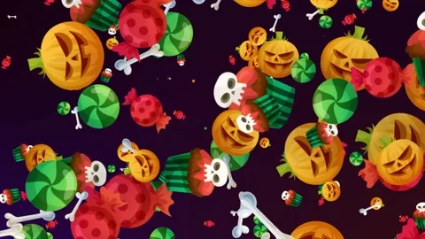 4K Halloween Icons, Animation Loop.  Video stock 218478894