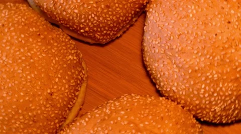 4k hamburger buns (close up) Video stock 49672277