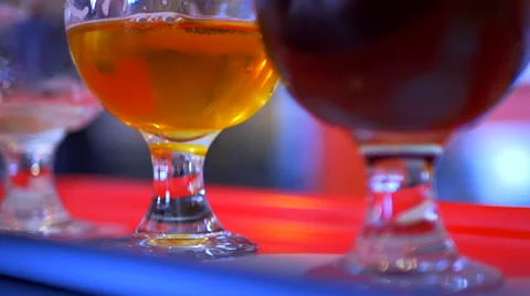 4K Hand Close Up, Beer Flight Glass, Brewery Ale Tasting Stock Footage 67599443