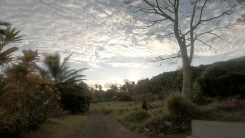4k hand hold still view at a narrow backroad in tropical  Island Stock Footage 233675611
