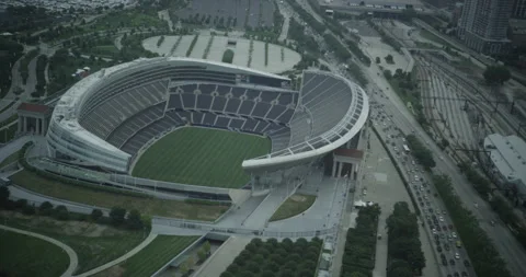 4k Handheld helicopter shot of Empty NFL Stadium Stock Footage 146189525