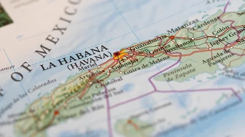 4K Havana Cuba on Map Closeup Stock Footage 74594304