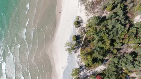 4K- HD Drone Flight Bird Eye View Over Lakeshore Video stock 142026314