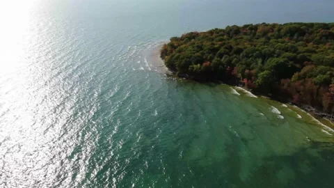 4K- HD Drone Flight High Over Sandbanks Peninsula Stock Footage 142026465