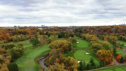 4K- HD Drone Flight Landing Over Golf Club Video stock 142025922