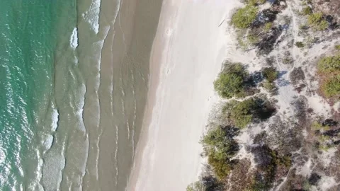 4K- HD Drone Flight Looking Down Lakeshore in Sandbanks Stock-Footage 142026890