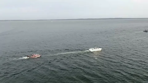 4K- HD Drone Flight Orbiting a Boat in north Ontario Stock-Footage 142027049