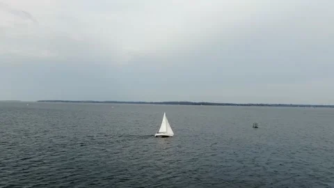 4K- HD Drone Flight Orbiting a Sail in North Ontario Video stock 142027056