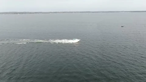 4K- HD Drone Flight Over Lake Passing Through a Boat in north Ontario Stock-Footage 142027052