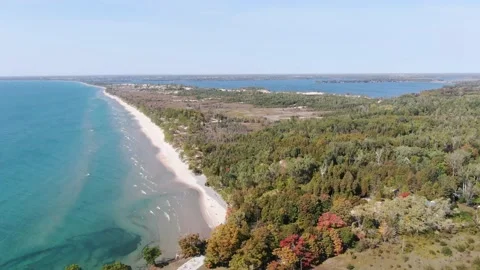 4K- HD Drone Flight of Prince Edward County Beach Stock Footage