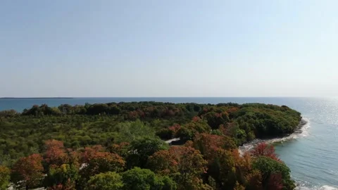 4K- HD Drone Flight Raising Trough Horizon in Sandbanks Beach Video stock 142026895