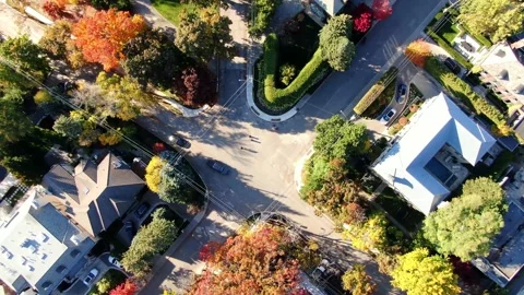 4K- HD Drone Flight Standing Still on Junction in Forest Hill Toronto Ontario Video stock 142026377