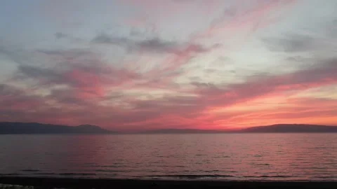 4K- HD DRONE FLY OVER ON LAKE WITH  AMAZING SUNSET Stock Footage 247922905