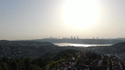 4K- HD DRONE FLY OVER ISTANBUL BOSPHORUS WITH CITY SKYLINE IN THE BACKGROUND Stock Footage 247922939