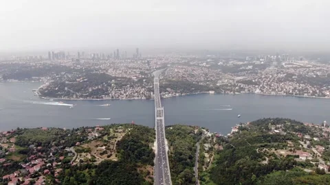 4K- HD DRONE FLY OVER ISTANBUL BOSPHORUS  BRIDGE 1 Stock Footage 247922951